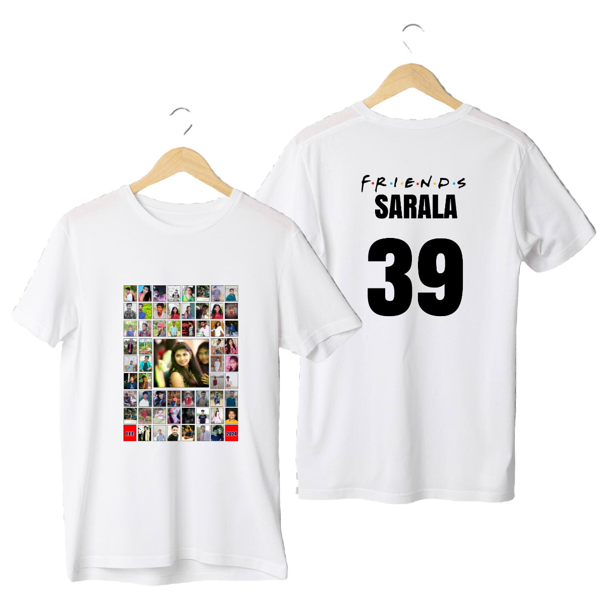 Graduation Signature T-shirt with Photo Collage and Personalization Custom Signature T-shirt with photo collage of batchmates and personalized name and number on the back.