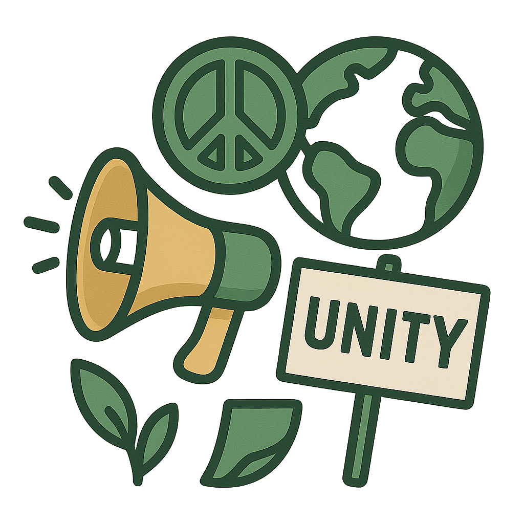 Diverse hands placed in a circle forming unity and collaboration.